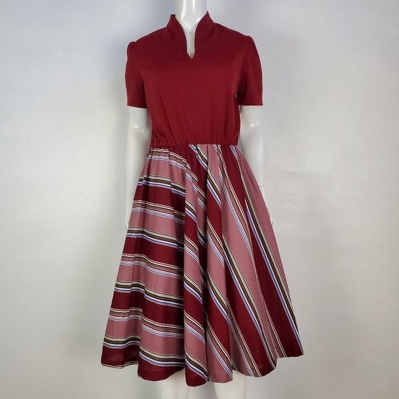 SOLD NEW Vintage 70's Walden Classics Maroon Midi Dress - Picture 1 of 10